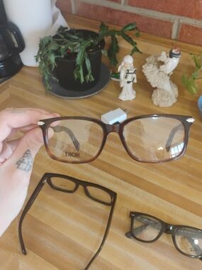 Dior Brown Tortoiseshell Optical Glasses with Silver Accents